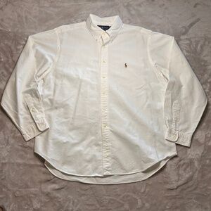 Ralph Lauren White Button Down Dress Shirt Mens 18 36/37 Classic Fit Flesh Pony